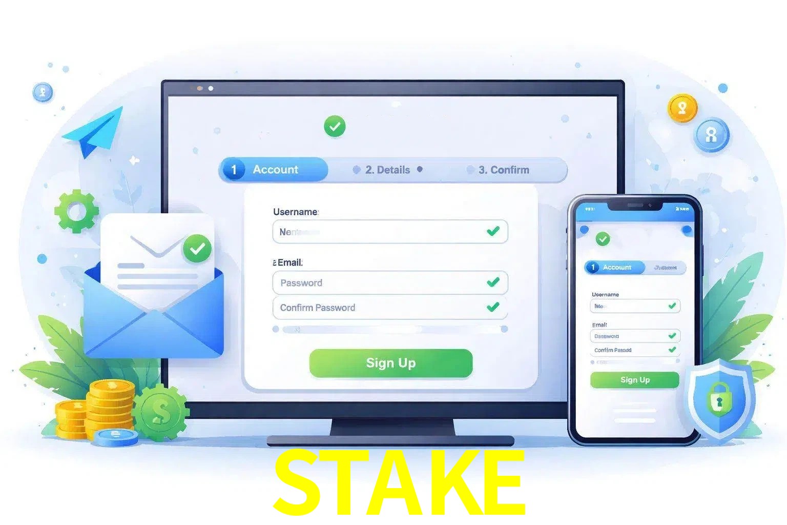 Registro de nuevo usuario y configuración de cuenta STAKE