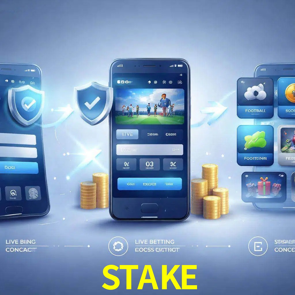 Pasos de acceso a la app STAKE en pantalla de teléfono móvil