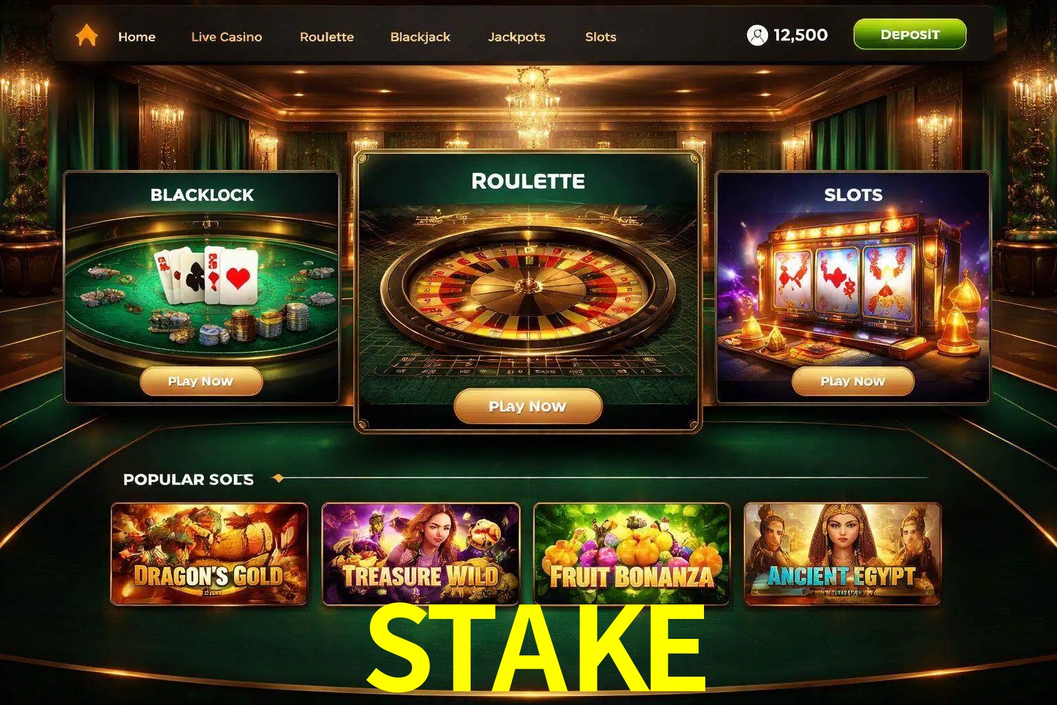 Vista de la plataforma STAKE Casino mostrando categorías organizadas de juegos en línea
